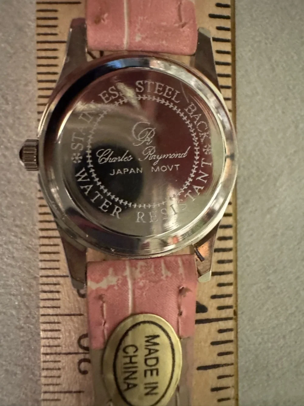 Charles David Pink Strap Silver-Tone Round Watch